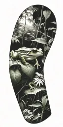 Dad puerto rico rain forest landscape with coqui frog tattoo design idea