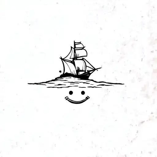 tattoo of a pirate map with an island that looks like a smiling face tattoo design idea