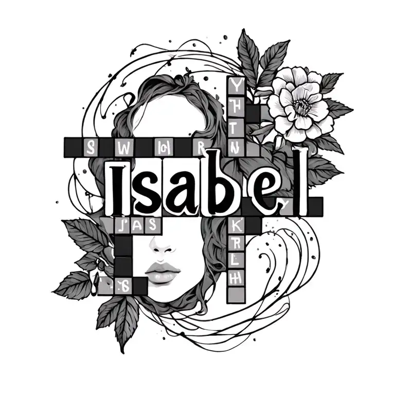 Crossword puzzle spelling out 'Isabel' tattoo design idea