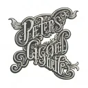 Words in arial font that just say "Peter Lagothellacookies tattoo design idea