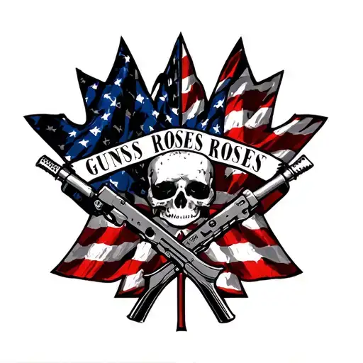 "guns roses  weston and kenny12" canada flag and american flag intertwined tattoo design idea