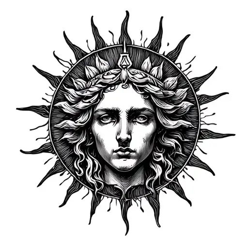 apollo lyre sun tattoo design idea