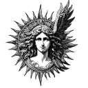 apollo lyre sun tattoo design idea