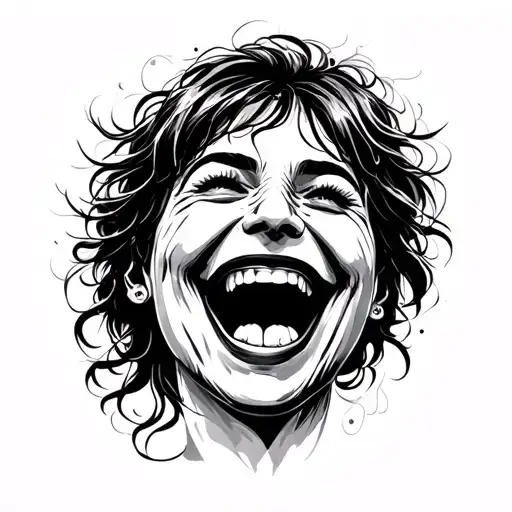 Drama face laughing with musical tattoo design idea
