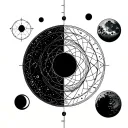 sacred geometry patterns moon phases intertwined with quantum consciousness and the planets  tattoo design idea