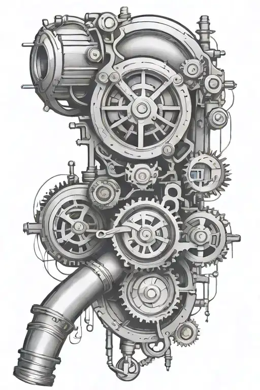 mechanical outline pipes gauge drawing tattoo design tattoo design idea