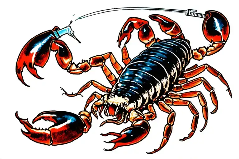 scorpion Venom inject on skin opening tattoo design idea