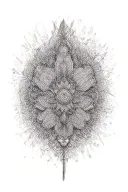 Incorporate hindu symbols, a quill pen, book and musical notes intertwined mandala tattoo design idea