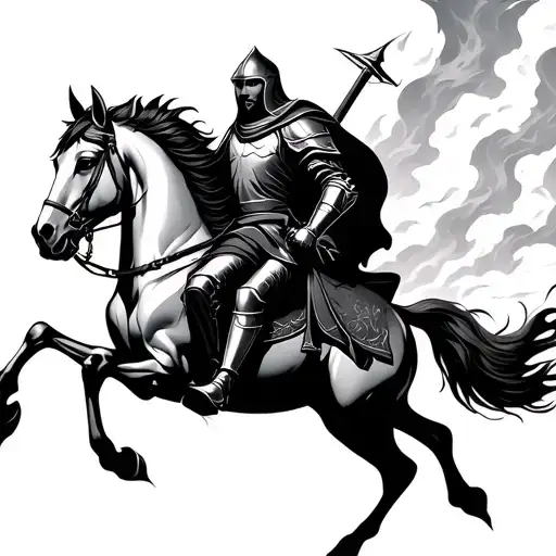 Knight riding pale horse through hell tattoo design idea