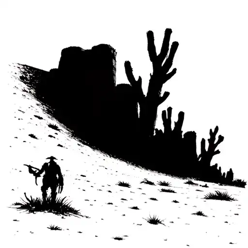 Desert scenery from the move the Good the bad the ugly no people tattoo design idea