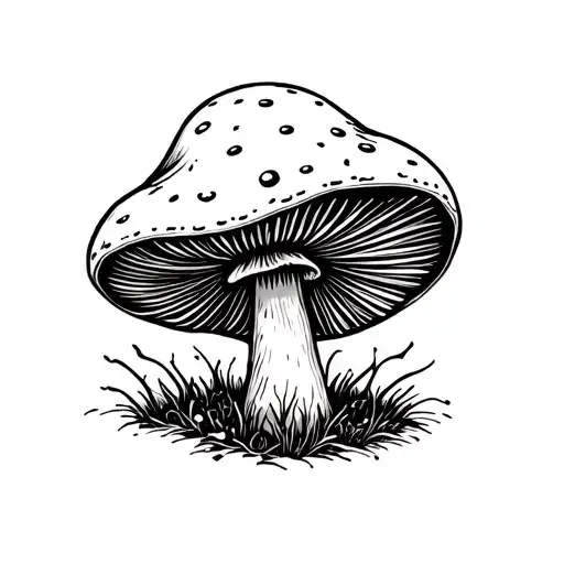 mushroom simple lines, no circles on the cap, and the bottom droops and fades away tattoo design idea