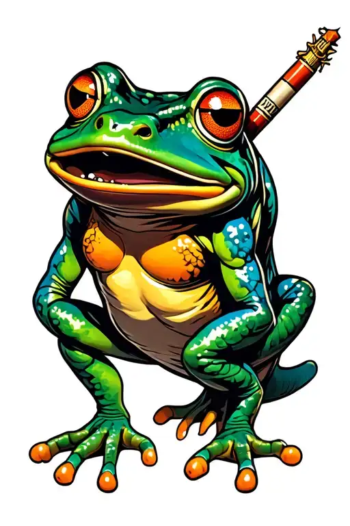 Rockstar frog with ciggeratte  tattoo design idea