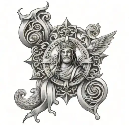 black and grey tattoo that fits with religious theme on right side of chest    tattoo design idea