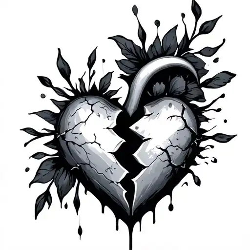 broken heart tattoo design idea