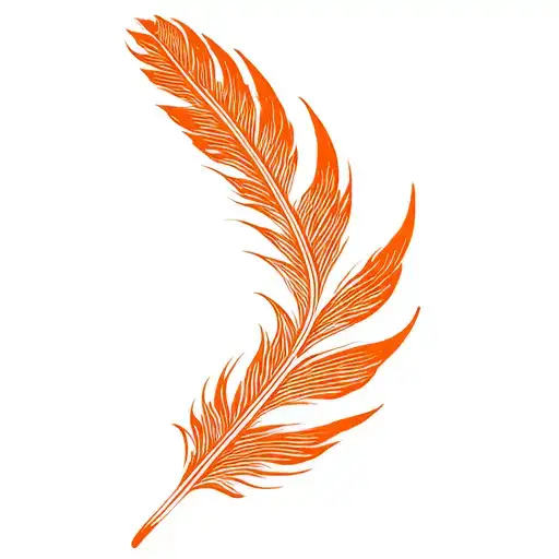 Firebird feather orange mini tattoo design idea