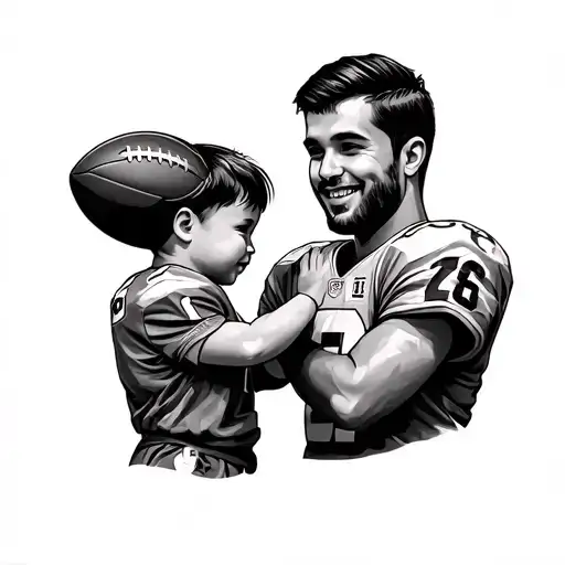 football stadium dad and son tattoo design idea