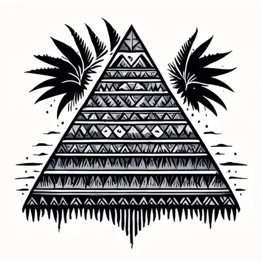 indigenous pyramid logo integrated tattoo design idea