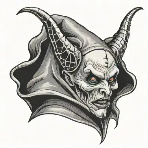 devil nun horny tattoo design idea