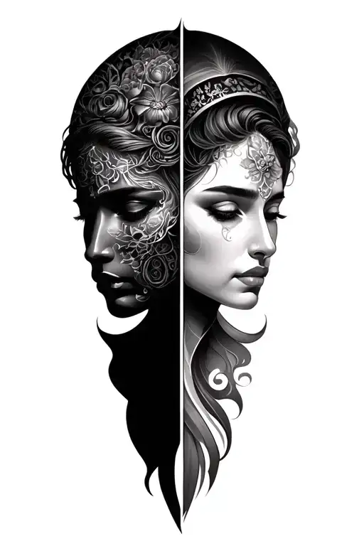 Gemini unique tattoo design two faces tattoo design idea