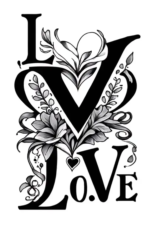 Make me a tattoo with the big word (L.O.V.E) representing L-loyalty, O-out, V-values, E-everything  tattoo design idea