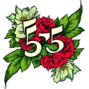 "555" green ink tattoo design idea