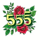 "555" green ink tattoo design idea