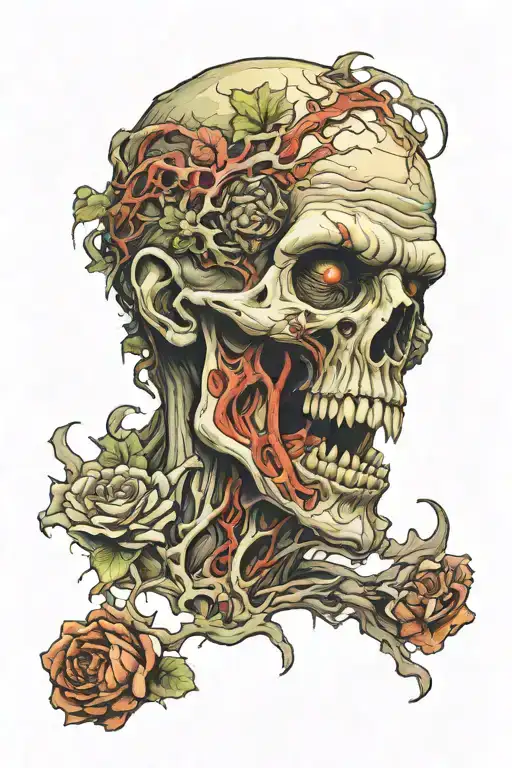 rotten zombie head tattoo tattoo design idea