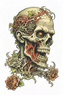 rotten zombie head tattoo tattoo design idea