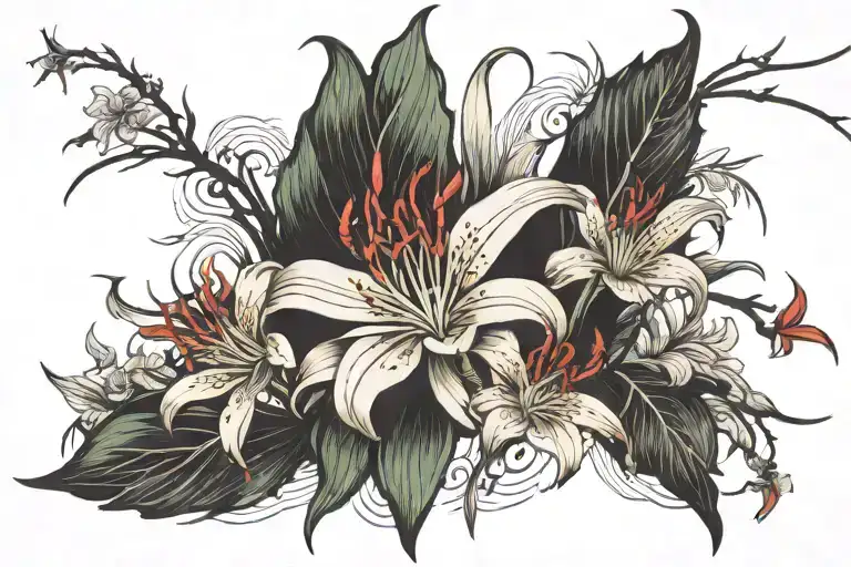 Japanese style spider lily flowers tattoo design idea