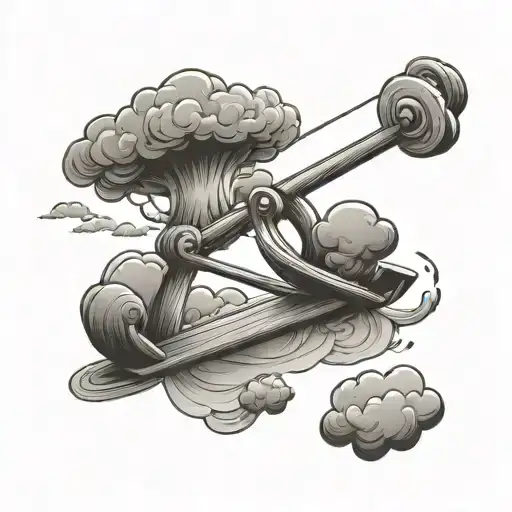 simple children's seesaw with dark clouds swirling tattoo design idea