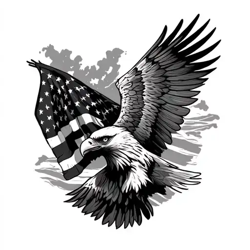 eagle draging an American flag tattoo design idea