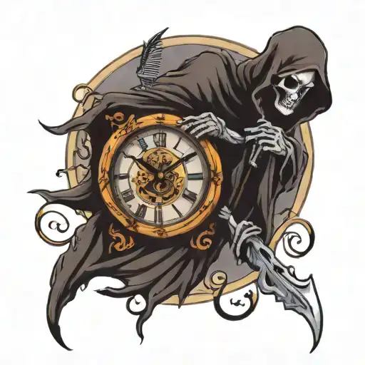 grim reaper clock shadow  tattoo design idea