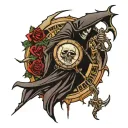 grim reaper clock shadow  tattoo design idea