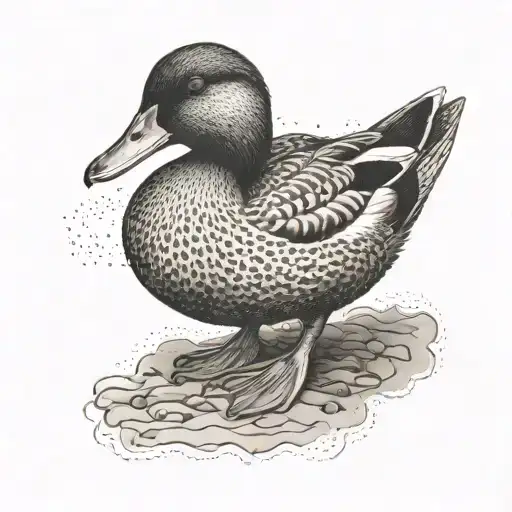 mallard duck sitting tattoo design idea