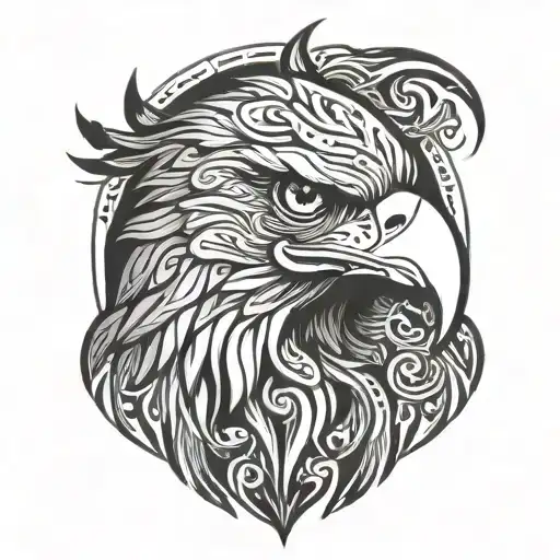 tribal style eagle head looking worward with no eyes tattoo design idea