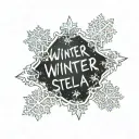 Snowflakes with  Text saying Winter Stella tattoo design idea