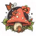 fairy moon toadstool virgo tattoo design idea