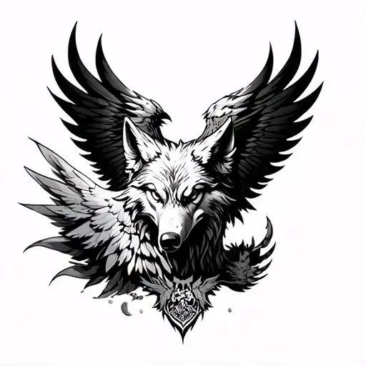 Wolf Eagle fenix coming tattoo design idea