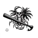 skull scorpion baseball bat palm tree tattoo design idea