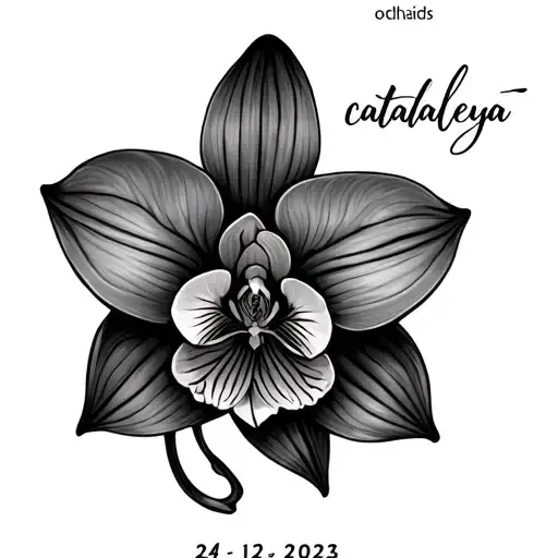 I want to draw my daughter Name on my fore arm , her name is " cataleya= orchids" and she is born on 24-12-2023, tattoo design idea