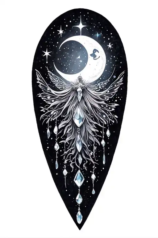 Zodiac moon jewels fairy dust tattoo design idea