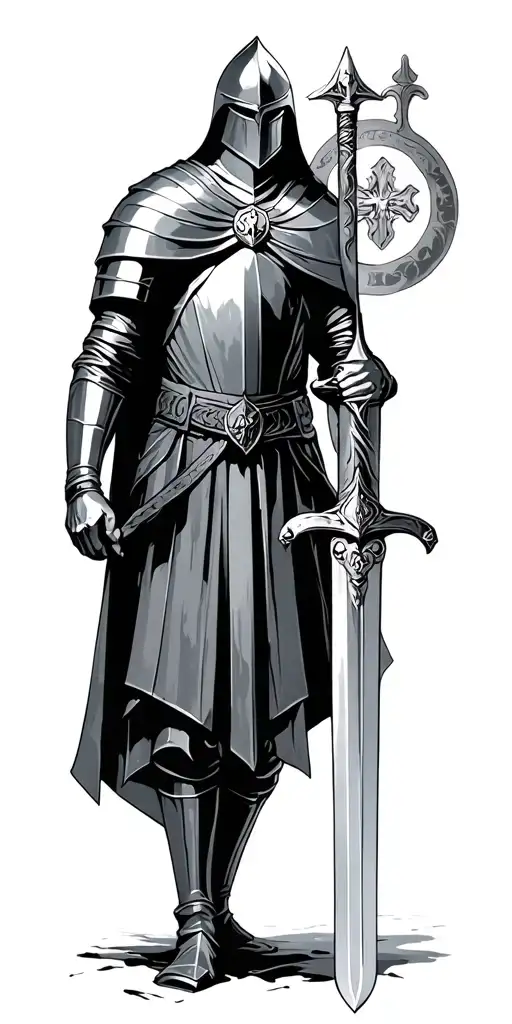 Templar knight with a sword tattoo design idea