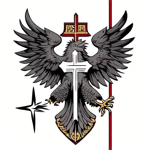 serbian orthodox cross and eagle tattoo design idea