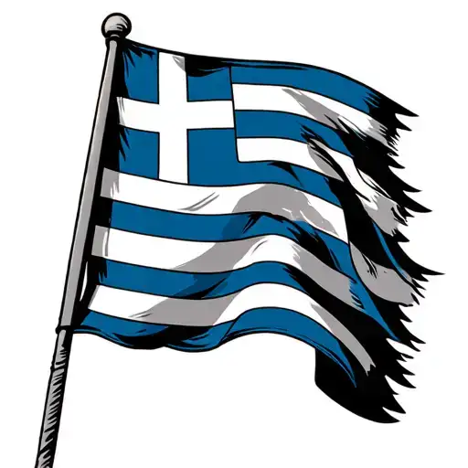 waving greek flag tattoo design idea