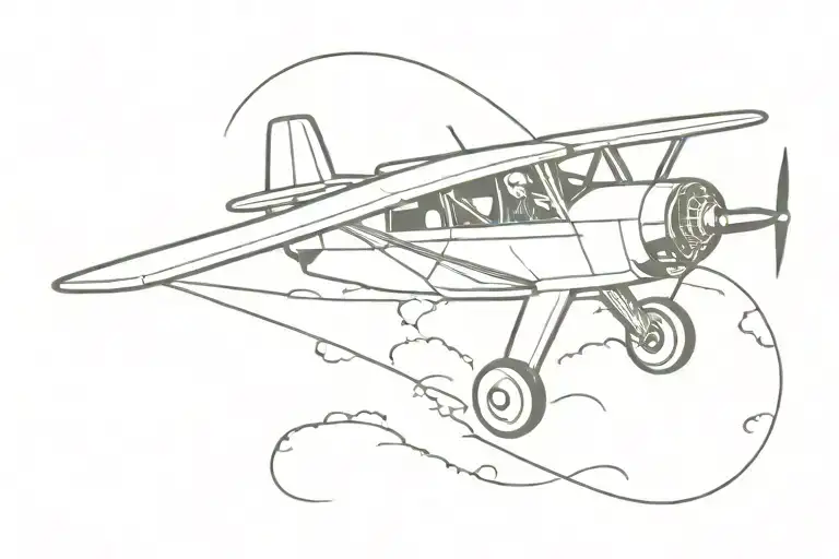 Hard Fought Hallelujah with a small airplane and a small tractor around it tattoo design idea