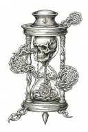 memento mori hourglass with chainmail laying tattoo design idea