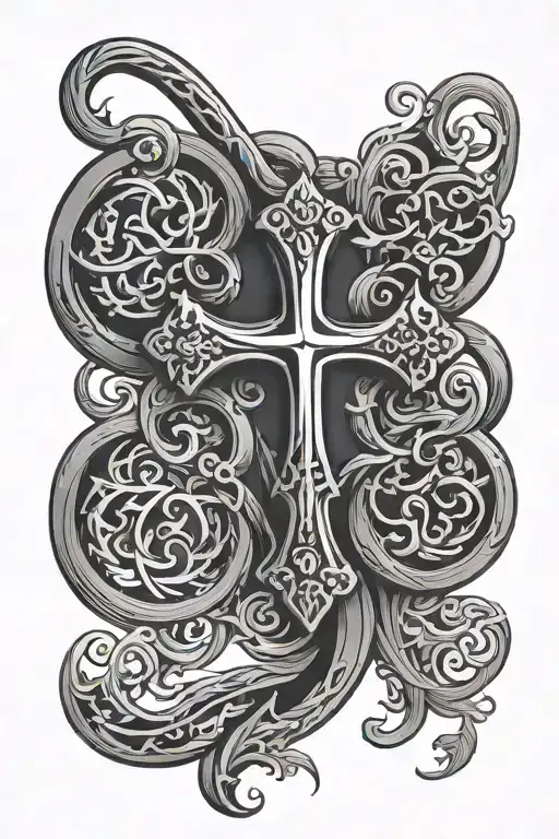 Cross of Burgundy intertwined tattoo design idea
