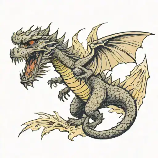 Godzilla fighting king ghidorah tattoo design idea