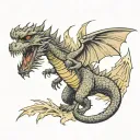 Godzilla fighting king ghidorah tattoo design idea