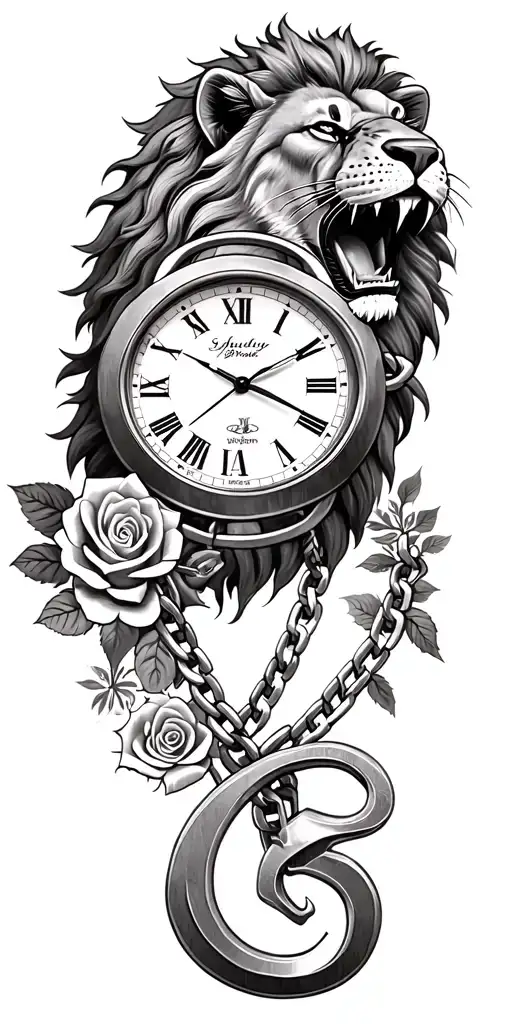 Pujabi, Lion roaring lion wearing Chain, Letter "G", Timepiece, money, Stocks, Finance, Roses, Love, Mechanic, Tractor tattoo design idea
